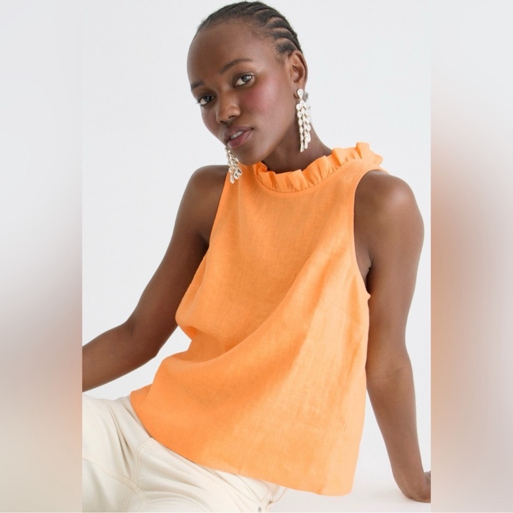 J. Crew Fleur top in Tangerine linen